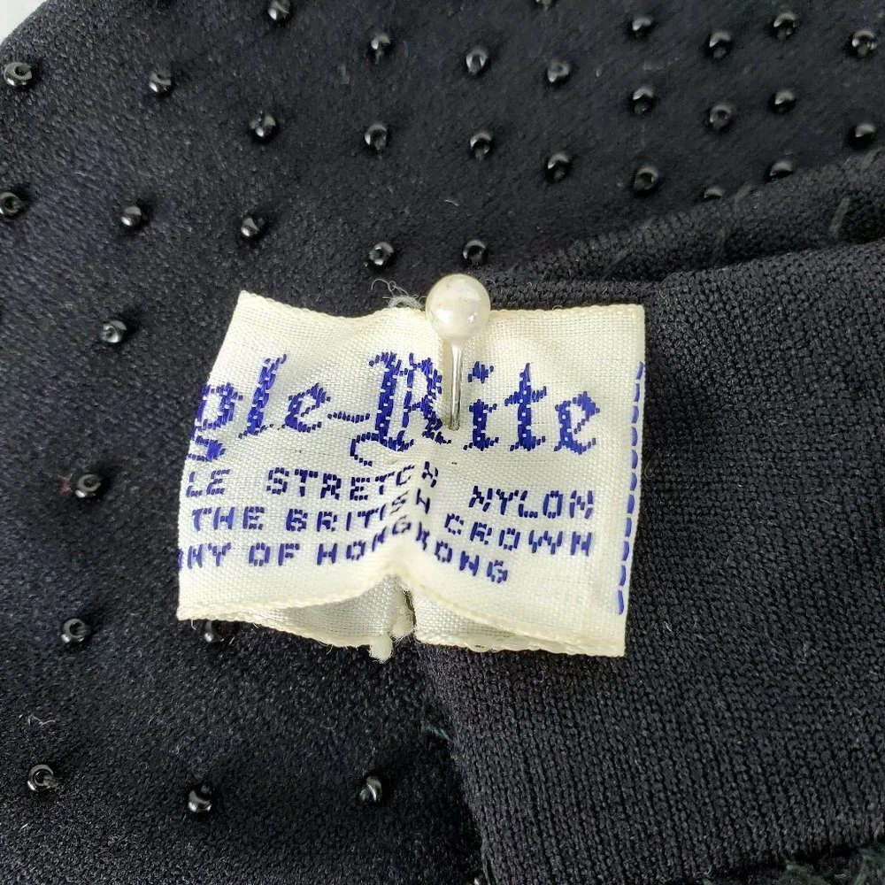 Vintage by Style Rite‎ Black Beaded Gloves